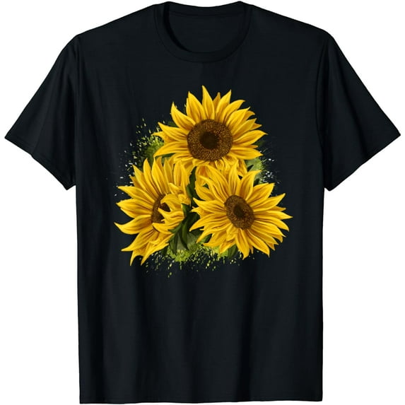 Yellow Sunflower Floral Watercolor Positivity T-Shirt