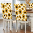 thumbnail image 1 of Yellow Sunflower Flower Dining Chair Back Cover Only, Black Background Abstract Vintage Floral Set of 6 Chair Back Covers, Removable Washable for Dining Room, Banquet & Holiday Decoration, 1 of 9
