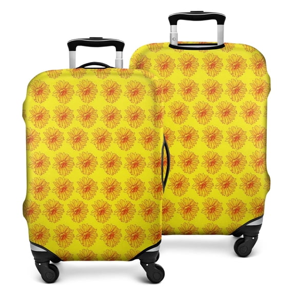Yellow Sunflower Flower Pattern Luggage Cover Fashion Suitcase Cover Baggage Covers Fit 25-28 Inch Luggage (Go Travel)
