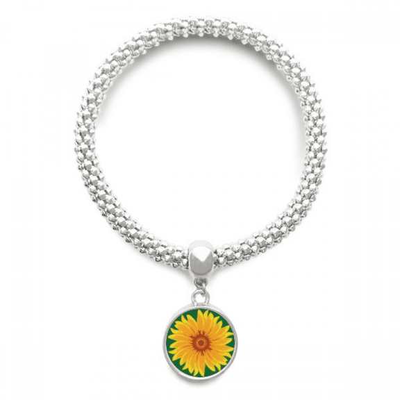 Yellow Sunflower Flower Sliver Bracelet Pendant Jewelry Chain Adjustable Bangle