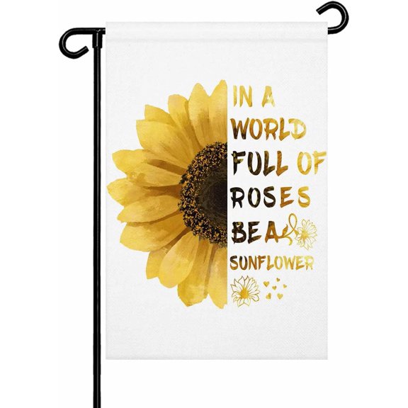 Yellow Sunflower Garden Flag 12x 18 Double Side, Floral Rustic White Quotes Garden Flags Outside House Flag Banner Welcome Yard Flags for Holiday Party Outdoor Decorations All Seasons