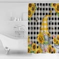 thumbnail image 1 of Yellow Sunflower Gnome Shower Curtain Black White Buffalo Check Shower Curtains for Bathroom Curtain Sets with Hooks Waterproof Fabric Bath Curtain Extra Long 84" x 72", 1 of 6