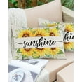 thumbnail image 1 of Yellow Sunflower and Green Leaves Outdoor Pillow Covers Waterproof Throw Pillow Cover 20x12in Set of 2,Rectangle Decorative Pillowcases Cushion Case for Patio Sofa Couch,Floral Sunshine Word on Linen, 1 of 7