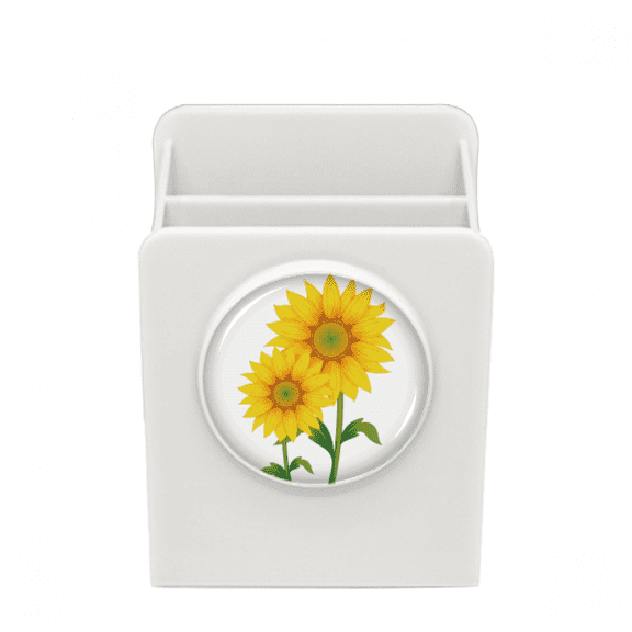 Yellow Sunflower Greenery Flower Desk Pencil Holder Cup Pen Organizer