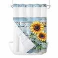 thumbnail image 1 of Yellow Sunflower No Hook Shower Curtain Waterproof,Bathroom Curtains with Snap in Liners and See Through Top Window,Butterfly Sunshine Blue Farmhouse Wood Hotel Bathtub Curtains Shower 48"Wx72"L, 1 of 8