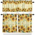 thumbnail image 1 of Yellow Sunflower Kitchen Curtains, Spring Floral Striped Farmhouse 3-Piece Kitchen Curtain Valance and Tiers Set 36 Inch Length, Rod Pocket Half Window Curtains for Cafe Living Room Bathroom, 1 of 6