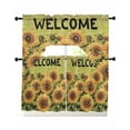 thumbnail image 1 of Yellow Sunflower Kitchen Curtains Swag Valance and Tier Curtains Set 36 Inch Length, Summer Botanical Floral Plant Rod Pocket Drape Panels Pair Swag Curtain for Bathroom/Cafe/Window, 1 of 6