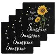 thumbnail image 1 of Yellow Sunflower Kitchen Dish Towels for Drying Dishes Set of 4, Summer Flower Bee Sunshine Black Waffle Weave Microfiber Hand Tea Bathroom Towels Quick Dry & Absorbent Towel 12x12, 1 of 7