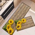 thumbnail image 1 of Yellow Sunflower Kitchen Rugs and Mats Non Skid Washable Set of 2, Rustic Wooden Board Kitchen Mats for Floor, Vintage Kitchen Runner Rug, Farmhouse Floral Blossom Kitchen Decor, 1 of 6