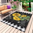 thumbnail image 1 of Yellow Sunflower Outdoor Rug for Patio/Deck/Porch, Non-Slip Large Area Rug 5 x 8 Ft, Black Farm Oil Painting Retro Art Indoor Outdoor Rugs Washable Area Rugs, Reversible Camping Rug Carpet Runner, 1 of 8