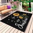 thumbnail image 1 of Yellow Sunflower Outdoor Rug for Patio/Deck/Porch, Non-Slip Large Area Rug 5 x 8 Ft, Summer Flower Bee Sunshine Black Indoor Outdoor Rugs Washable Area Rugs, Reversible Camping Rug Carpet Runner, 1 of 8