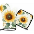 thumbnail image 1 of Yellow Sunflower Oven Mitts and Pot Holders Set of 2, Heat Resistant Oven Mitts Kitchen Oven Glove for Cooking, Baking, 1 of 6
