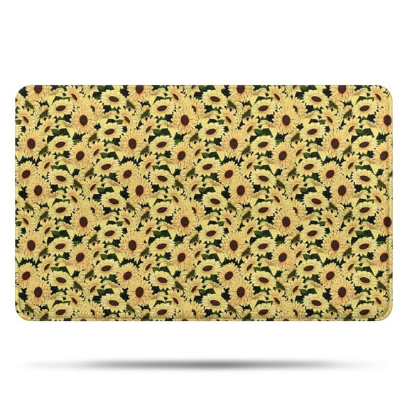 Yellow Sunflower Pattern Bathroom Rugs Mat,Non Slip Microfiber Bathroom Rug,Rubber Backing,Soft Bathroom Mats for Bathroom Floor,Tub and Shower,20x32in(50x80cm)