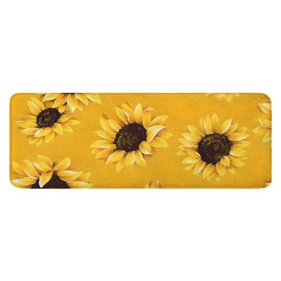 Yellow Sunflower Pattern Kitchen Rug Mat,Kitchen Runner Rugs Non Skid Washable,Decorative Kitchen Floor Mats for Kitchen,Sink,Laundry,17"x47.2"