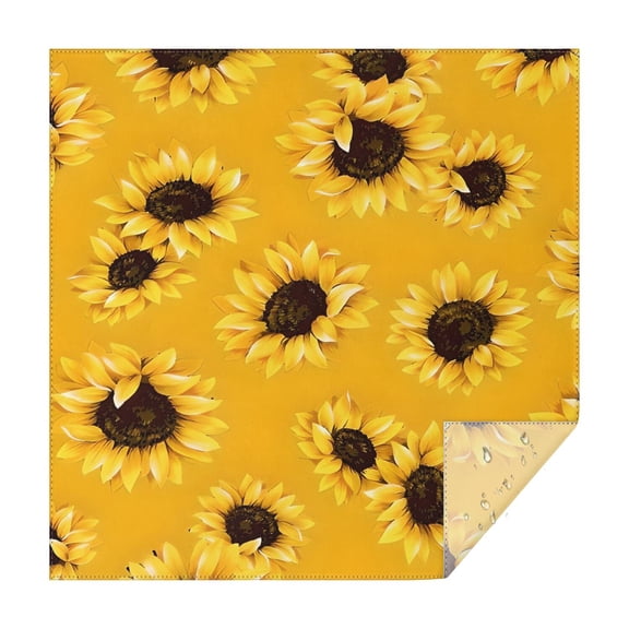 Yellow Sunflower Pattern Square Tablecloth,Waterproof Square Table Cover,Wipeable Spillproof Washable Table Cover for Home Kitchen Party Decor 42"X42"(107x107cm)
