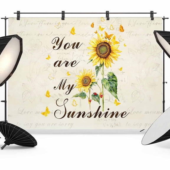 Yellow Sunflower Photography Backdrop 7x5FT, You Are My Sunshine Butterflies Vintage Letter Background Photo Backdrops, Background for Photography Studio, Back Drop for Photoshoot