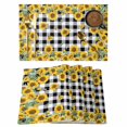thumbnail image 1 of Yellow Sunflower Placemats Set of 12, Summer Bee Floral Black White Plaid Placemats for Dining Table, Place Mats for Kitchen Tabletop, Waterproof Wipeable Dining Table Mats Set, 1 of 9
