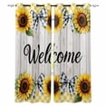 thumbnail image 1 of Yellow Sunflower Plaid Blackout Curtains for Bedroom Living Room Darkening Curtains 63 Inches Long Bows White Wood Country Art Window Curtain 2 Panels Set Window Treatment Grommet Drapes 42"x63", 1 of 9