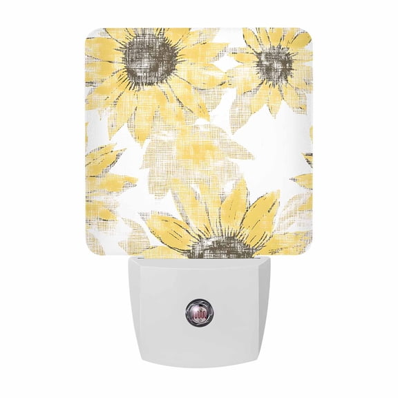 Yellow Sunflower Plug-in LED Night Lights Flower Field Auto Dusk-to-Dawn Sensor for Bedroom, Bathroom, Kitchen, Nursery, Hallway, Stairs, Wall Home Decor