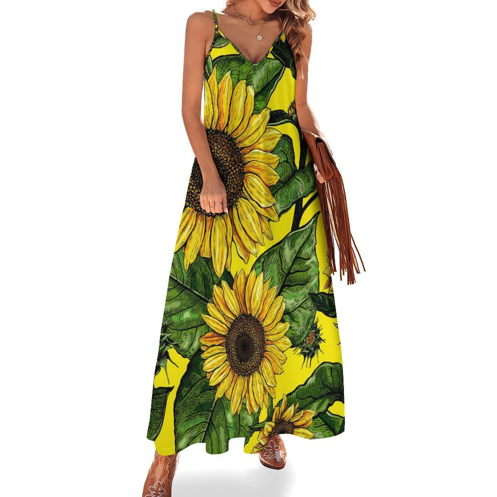 green sunflower dress Harper Gown Green Sunflower Jacquard
