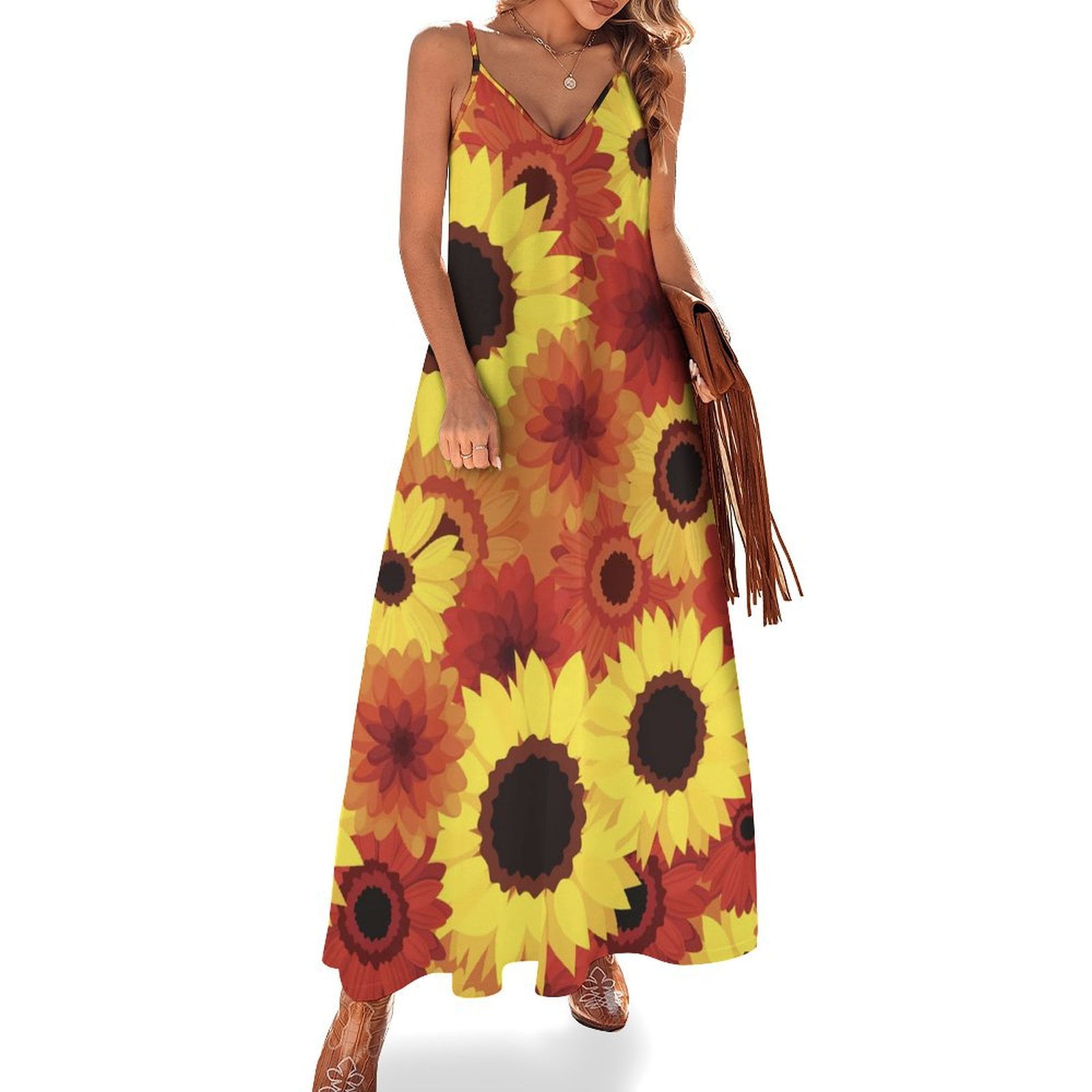 Yellow Sunflower Print Dress