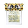 thumbnail image 1 of Yellow Sunflower Rooster Curtain Valances for Windows, Farmhouse Retro Rooster Kitchen Valance Window Treatment, Light Filtering Block Curtains for Bathroom/Bedroom/Living Room 60'' x 18'', 1 of 9