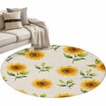 thumbnail image 1 of Yellow Sunflower Round Area&nbsp;Rug 3ft Spring Watercolor Floral Leaf Plant Linen Texture Non-Slip&nbsp;Washable Circle Rugs Soft Felt Indoor Floor Mat for Bedroom Kitchen Living Room Bathroom, 1 of 9
