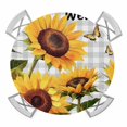 thumbnail image 1 of Yellow Sunflower Round Tablecloth for 55-60 Inch Tables,Fitted Table Cover with Elastic Edge,Butterfly Grey Buffalo Plaid Spring Waterproof Outdoor Table Cloth Protector for Patio Garden Dinner, 1 of 9