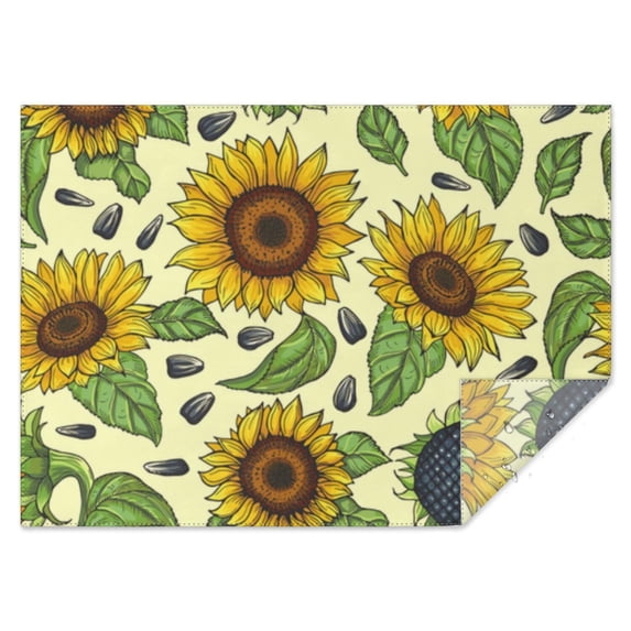 Yellow Sunflower Seed Pattern Rectangle Tablecloth 60"x84",Waterproof Polyester Rectangle Table Cloth, Wipeable Spillproof Polyester Tablecloth for Dining, Camping, Indoor and Outdoor