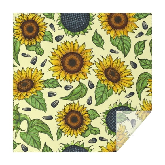 Yellow Sunflower Seed Pattern Square Tablecloth,Waterproof Square Table Cover,Wipeable Spillproof Washable Table Cover for Home Kitchen Party Decor 42"X42"(107x107cm)