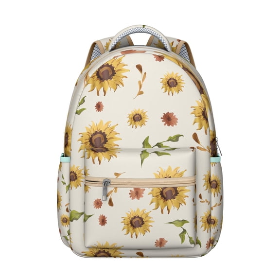 Yellow Sunflower Students Backpack Comfortable, Lightweight School Bag with Rustic Farmhouse and Boho Floral Design