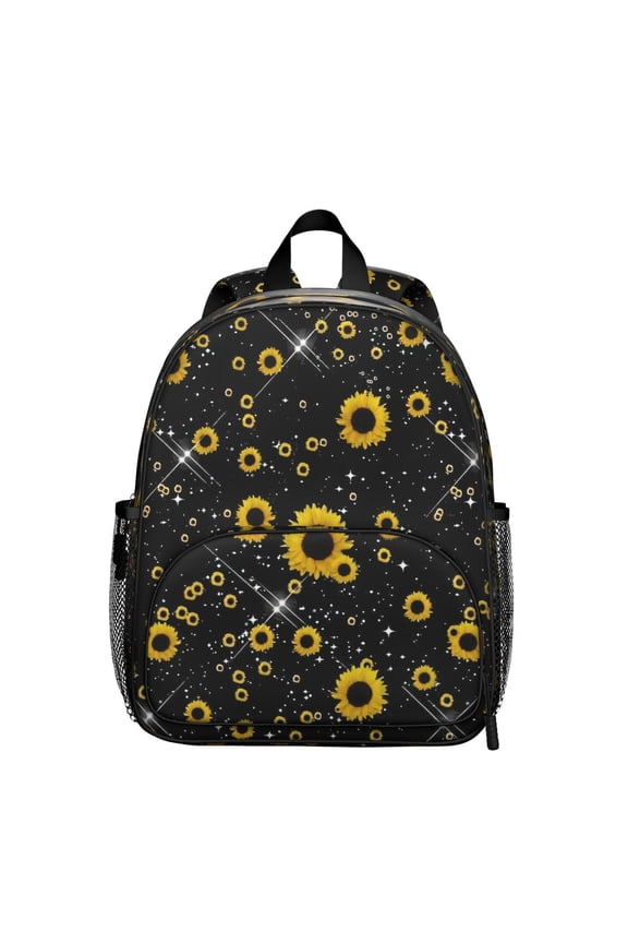 Yellow Sunflower Students Backpack - Vintage Rustic Floral and Butterfly Design, Comfortable Adjustable Straps and Durable Waterproof Oxford Fabric