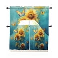thumbnail image 1 of Yellow Sunflower Swag Curtains for Living Room/Bedroom Windows, Spring Butterfly Teal Abstract Vintage Kitchen Curtains and Valances Set 36 Inch Length, Light Filtering Swags Valance Curtain Panels, 1 of 5
