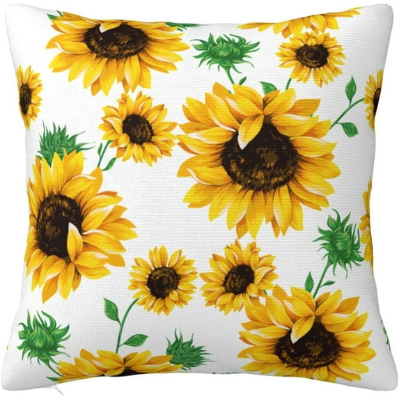 Yellow Sunflower Throw Pillow Case Square Cushion Cover Home Decorative Sofa Armchair Bedroom Livingroom Standard Pillowcase 20 X 20 Inch