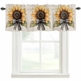 thumbnail image 1 of Yellow Sunflower Valances for Windows Spring Flower Floral Green Leaf Black White Bow Rod Pocket Curtain Valance Window Treatment Short Curtains for Kitchen Living Room, 42"x18", 1 of 9