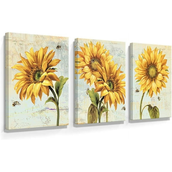 Yellow Sunflower Wall Decoration Canvas Art Sunflower Bedroom decoration Kitchen Accessories and Decorations Sunflower Bathroom Decoration Sunflower Flower Decoration Country Decor Home Picture