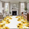thumbnail image 1 of Yellow Sunflower Washable Living Room Rugs 5'x7', Watercolor Flowers Green Leaf Spring Country Low Pile Throw Large Area Rugs Non-Slip Sturdy Edge Binding Carpet for Dining Room Bedside Kitchen, 1 of 9