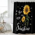 thumbnail image 1 of Yellow Sunflower Waterproof Fabric Shower Curtain,Summer Flower Bee Sunshine Black Waterproof Fabric Shower Curtain for Bathroom Curtains Bathtubs Hotel Shower Curtains with 12 Hooks Standard 72x72, 1 of 8