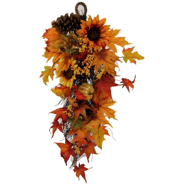 Yellow Sunflower and Pumpkin Teardrop Harvest Decoration - Walmart.com