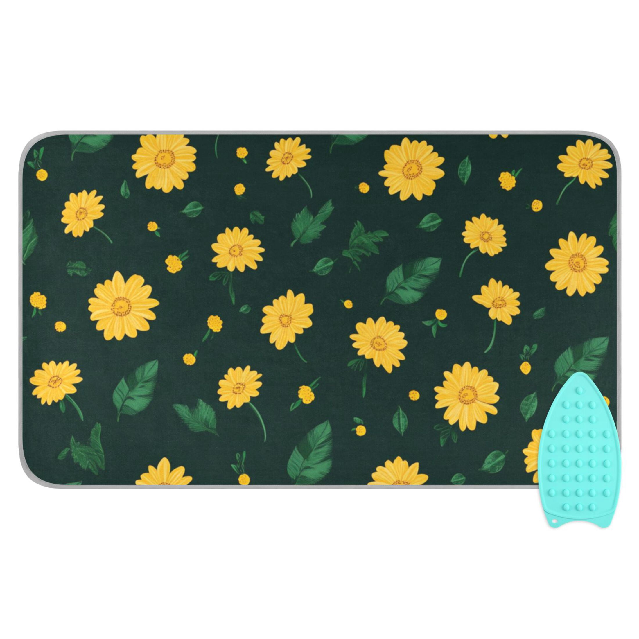 Yellow Sunflower on Dark Ironing Mat Blanket for Table Top Travel Portable Ironing Board Pad 47.2x27.6 Inch