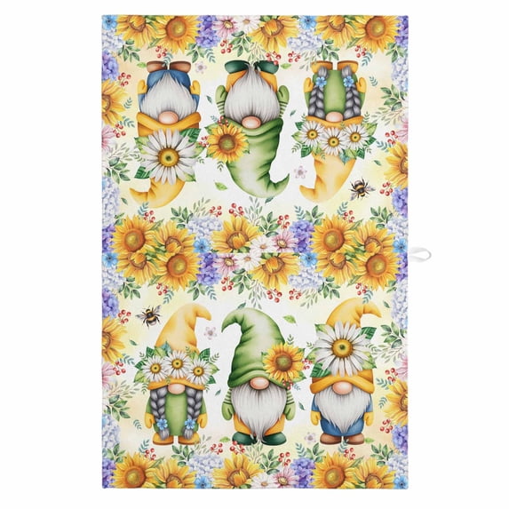 Yellow Sunflowers 1 Pack Kitchen Towel, Water Absorbent Dish Towel, Spring Gnomes Hydrangea Daisy Plants Decorative Hand Towels - Quick Drying Cloth for Cooking Baking, 18x28 Inch