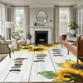 thumbnail image 1 of Yellow Sunflowers 5'x7' Area Rug, Farmhouse Spring Botanical Floral Wooden Washable Non-Slip Soft Rugs, Low-Pile Large Carpet for Living Room Bedroom Dining Room, Non-Shedding Accent Rug, 1 of 9