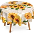 thumbnail image 1 of Yellow Sunflowers 60 Inch Round Tablecloth,Old Letter Postcard Table Cloth Waterproof Stain and Wrinkle Resistant Circle Table Cover for Kitchen Dining Picnic Camping Indoor Outdoor Decor, 1 of 6
