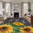 thumbnail image 1 of Yellow Sunflowers Area Rugs 8'x10', Washable Small Throw Rugs for Living Room Patio, Farmhouse Floral Rustic Leaves Dark Grey Indoor Outdoor Rug Non-Slip Low Pile Carpet Runner Reversible Floor Mats, 1 of 8