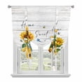 thumbnail image 1 of Yellow Sunflowers Balloon Curtains for Bedroom/Front Door/Bathroom, Elegant Pastoral Floral Watercolor Wooden Tie Up Curtains 63 Inch Length Kitchen Curtains Shades for Windows 46"x63", 1 of 8