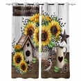 thumbnail image 1 of Yellow Sunflowers Blackout Curtains for Bedroom - 84 Inch Long Light Blocking 2 Panels Set, Western Star Farmhouse White Wooden Thermal Insulated Living Room Drapes Grommet Window Curtains 52"x84", 1 of 8