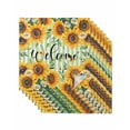 thumbnail image 1 of Yellow Sunflowers Cloth Napkins Set of 8 Reusable Dinner Napkins, Green Striped Summer Botanical Cocktail Napkin Washable Table Napkins for Wedding/Holiday Party/Baby Shower 20"x20", 1 of 7