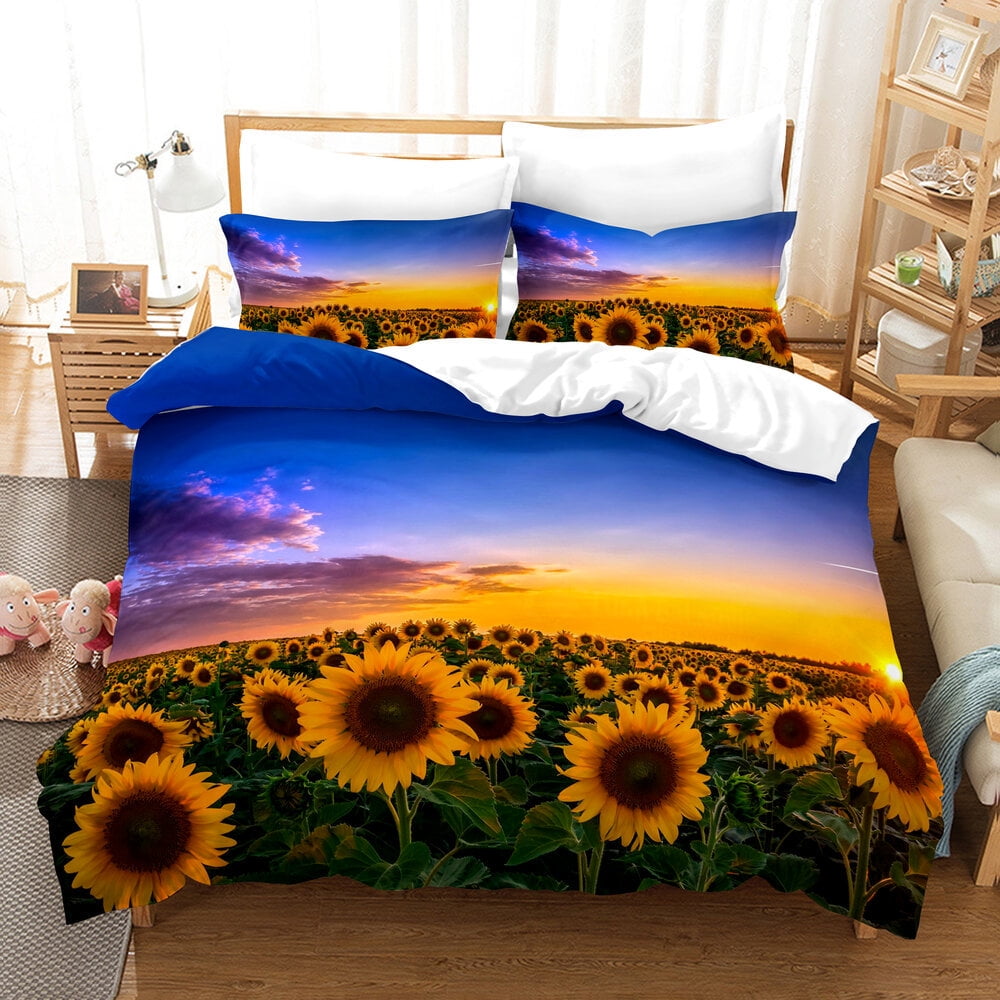Yellow Sunflowers Comforter Cover Set Cute Sunflower Bedding Set Kids