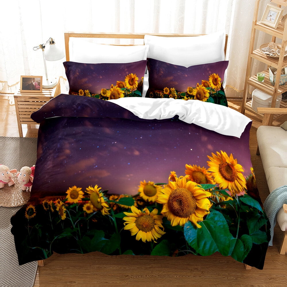 Yellow Sunflowers Comforter Cover Set Cute Sunflower Bedding Set Kids