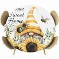 thumbnail image 1 of Yellow Sunflowers Dwarf Round Tablecloth, Fitted Table Cover with Elastic for 36"-44" Round Tables, Bee Floral Country Vintage Table Cloth Outdoor Indoor Dinning Party Waterproof Tablecloths, 1 of 7